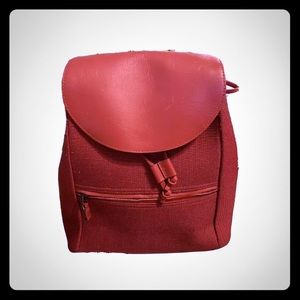 LL BEAN Leather Lined Canvas Mini Back Pack